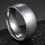 Charm Men's Ring Arabic Islamic ScriptureStainless Steel Finger Jewelry Unisex Religious Muslim Prayer Band Ring Gifts 4 Color