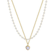 Summer Pearl Double Layer Love Necklace Girl