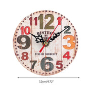 Silent Non-Ticking Wooden Wall Clocks Operated Country Retro Rustic Decorative Arabic Numerals Hanging Clock for Living Room