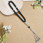 33 Glass Obsidian Prayer Beads Women Men Muslim Rosary Islamic Hajj Tasbih Tasbeeh Allah Mohammed 10mm Beaded Bracelet Jewelry