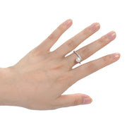 s925 Silver Simple Women Zircon Faux Pearl Adjustable Opening Ring(US Size 7)