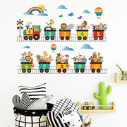 Cute Arabic Numeral Animals Train Wall Stickers for Kids room Children Bedroom Nursery Home Decor Kindergarten PVC Wall Decals