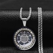 Muslim Islamic Religious Stainless Steel Crystal Necklace Women Islam Quran Allah Pendant Necklaces Arabic Jewelry bijoux arabe