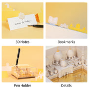 Omoshiroi Block 3D Memo Pad Mosque Building Eid Gifts Islam Masjid Santorini Paper Carving Notepad Custom Souvenir Gift Items