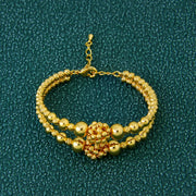 Nigeria Wedding Jewelry Bracelet 21k Gold Plated Muslim Multi Layer Beads Opening Bangles Dubai Women Bridal Vintage Jewelrys