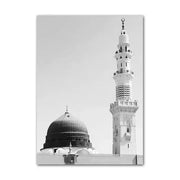 Modern Black and White Canvas Painting of Great Mosque of Mecca Kaaba Scripture Islamic Wall Art Poster for Living Room Decor El