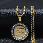 Muslim Islamic Religious Stainless Steel Crystal Necklace Women Islam Quran Allah Pendant Necklaces Arabic Jewelry bijoux arabe