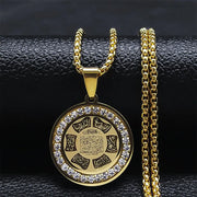 Muslim Islamic Religious Stainless Steel Crystal Necklace Women Islam Quran Allah Pendant Necklaces Arabic Jewelry bijoux arabe