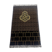 Muslim Prayer Rug Black Sajaddah Chenille Fabric Portable Pray Mat Janamaz