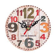 Silent Non-Ticking Wooden Wall Clocks Operated Country Retro Rustic Decorative Arabic Numerals Hanging Clock for Living Room