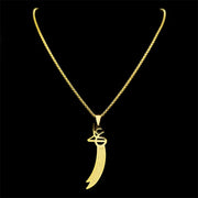 Imam Ali Zulfiqar Sword Necklace for Men Women Stainless Steel Islamic Muslim Knife Chain Jewelry collar hombre NZZZ729S01