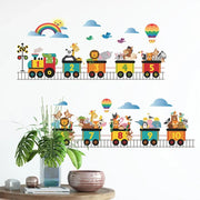 Cute Arabic Numeral Animals Train Wall Stickers for Kids room Children Bedroom Nursery Home Decor Kindergarten PVC Wall Decals