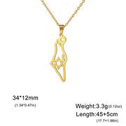 Israel Palestine Map Pendant Necklace For Women Men Arabic African Jamaica Stainless Steel Gold Color Chain Necklaces Jewelry