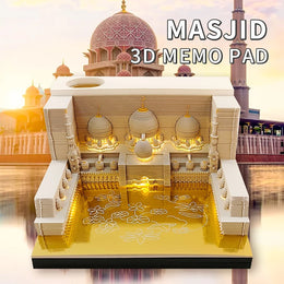 Omoshiroi Block 3D Memo Pad Mosque Building Eid Gifts Islam Masjid Santorini Paper Carving Notepad Custom Souvenir Gift Items