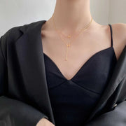 Titanium Steel Summer Letter H Necklace Light Luxury Niche Double Clavicle Chain Female