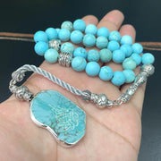 Tasbih Natural Turquoises with arabic pendant bracelet Muslim Bracelet rosary Islamic Gift Prayer 33 Saudi Arabia Misbaha
