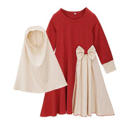 Muslim Girls Ramadan Abaya Set – 2-Piece Hijab Dress Kaftan