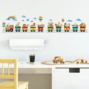 Cute Arabic Numeral Animals Train Wall Stickers for Kids room Children Bedroom Nursery Home Decor Kindergarten PVC Wall Decals