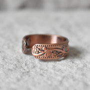 Pure Copper Magnetic Rings Women Men Ethnic Flower Health Energy Finger Open Cuff Adjustable Jewelry High Magnet Resizable