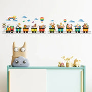 Cute Arabic Numeral Animals Train Wall Stickers for Kids room Children Bedroom Nursery Home Decor Kindergarten PVC Wall Decals