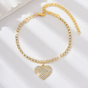 Tassel Rhinestone Multi-layer Ankle Chain Fashion Heart Pengdant Women's Luxury Bracelet on Leg Accessories Jewelry Beach