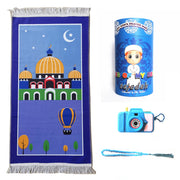 Children Prayer Mat With Toy Camera and Muslim Tasbih Islamic Prayer Rug with Gift Box