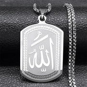 Islamic Arab Allah Blessing God Pendant Necklaces for Men/Women Stainless Steel Black Color Arabic Islam Chain Necklace Jewelry