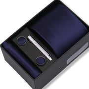 Wedding Gift Tie Wholesale New Style Pocket Squares Set Cufflinks Tie Clip Necktie Box Men Fit Wedding Blue Paisley Black Boxs