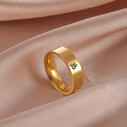Lucktune OM Hindu Yoga Meditation Rings Stainless Steel AUM Buddhism Spiritual Talisman Amulet Rings for Women Men Jewelry Gifts