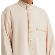 Muslim Boys Summer Thin Style Fashion Stand-up Collar Kids Robes Islamic Folk Costumes Long Dress Ramadan Jubba Prayer Thobe