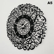 Acrylic Surah Al Ikhlas Wall Clock Islamic Calligraphy Eid Decor Wall Clock Acrylic Mirror Decoration Clock 3D Silent Quartz