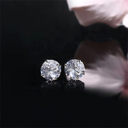 12 Pairs Cubic Zirconia Silver Earring Set Round Grand Party Bling UK CZ