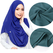 Muslim Chiffon Hijab Women Bubble Chiffon Scarf For Women Ladies Veil Muslim Islam Solid Color Malaysia Musulman Wrap Scarves
