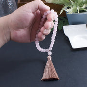 8mm Rose Quartz Islamic Muslim Tasbih 33 Bead Bracelet Men and Women Tassel Blessing Rosary Natural Semi-Precious Stone Jewelry