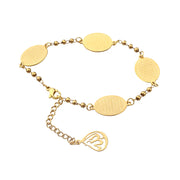 FINE4U B419 Allah Bracelet Muslim Islamic Jewelry Religious Islam Arabic God Charm Stainless Steel 3mm Beads Chain Bracelet