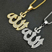 Hip Hop Iced Out Bling Islamic Allah Pendants Necklaces For Women And Men Stainless Steel Muslim Jewelry Wholesale