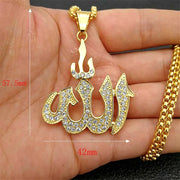 Hip Hop Iced Out Bling Islamic Allah Pendants Necklaces For Women And Men Stainless Steel Muslim Jewelry Wholesale
