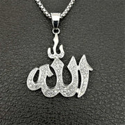 Hip Hop Iced Out Bling Islamic Allah Pendants Necklaces For Women And Men Stainless Steel Muslim Jewelry Wholesale