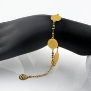 FINE4U B419 Allah Bracelet Muslim Islamic Jewelry Religious Islam Arabic God Charm Stainless Steel 3mm Beads Chain Bracelet