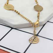 FINE4U B419 Allah Bracelet Muslim Islamic Jewelry Religious Islam Arabic God Charm Stainless Steel 3mm Beads Chain Bracelet