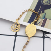 FINE4U B419 Allah Bracelet Muslim Islamic Jewelry Religious Islam Arabic God Charm Stainless Steel 3mm Beads Chain Bracelet