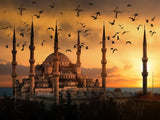 Muslim Mosque Sunset View Canvas Paintings on The Wall Art Posters Islamic Art Realistic Landscape Decorative Pictures Cuadros