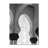 Modern Black and White Canvas Painting of Great Mosque of Mecca Kaaba Scripture Islamic Wall Art Poster for Living Room Decor El