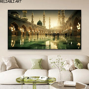 لوحة جدارية إسلامية للمملكة العربية السعودية - منظر مسجد مطبوع على قماش لديكور المنزل