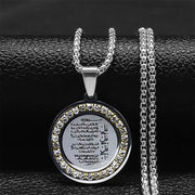 Muslim Islamic Religious Stainless Steel Crystal Necklace Women Islam Quran Allah Pendant Necklaces Arabic Jewelry bijoux arabe