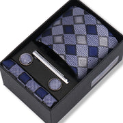 Wedding Gift Tie Wholesale New Style Pocket Squares Set Cufflinks Tie Clip Necktie Box Men Fit Wedding Blue Paisley Black Boxs