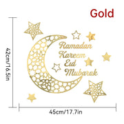 ملصقات حائط عيد مبارك - ديكورات رمضان ثلاثية الأبعاد مصنوعة من الأكريليك على شكل قمر ونجمة