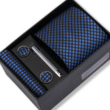 Wedding Gift Tie Wholesale New Style Pocket Squares Set Cufflinks Tie Clip Necktie Box Men Fit Wedding Blue Paisley Black Boxs