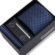 Wedding Gift Tie Wholesale New Style Pocket Squares Set Cufflinks Tie Clip Necktie Box Men Fit Wedding Blue Paisley Black Boxs