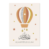 Canvas Painting Prints Pictures Cartoon Islamic Alhmdulillah Clouds Stars Posters Nursery Wall Art Kids Room Interior Decor